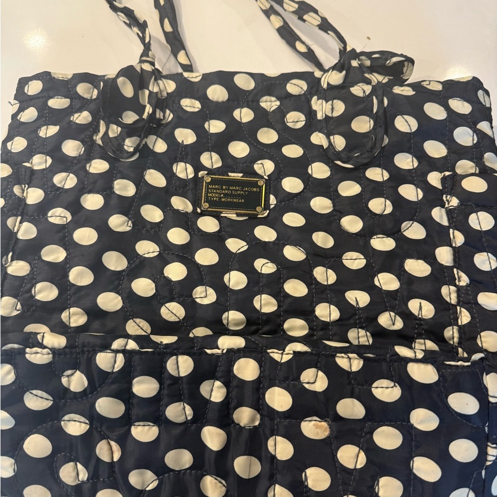 Marc Jacobs Navy and White Polka Dot Tote